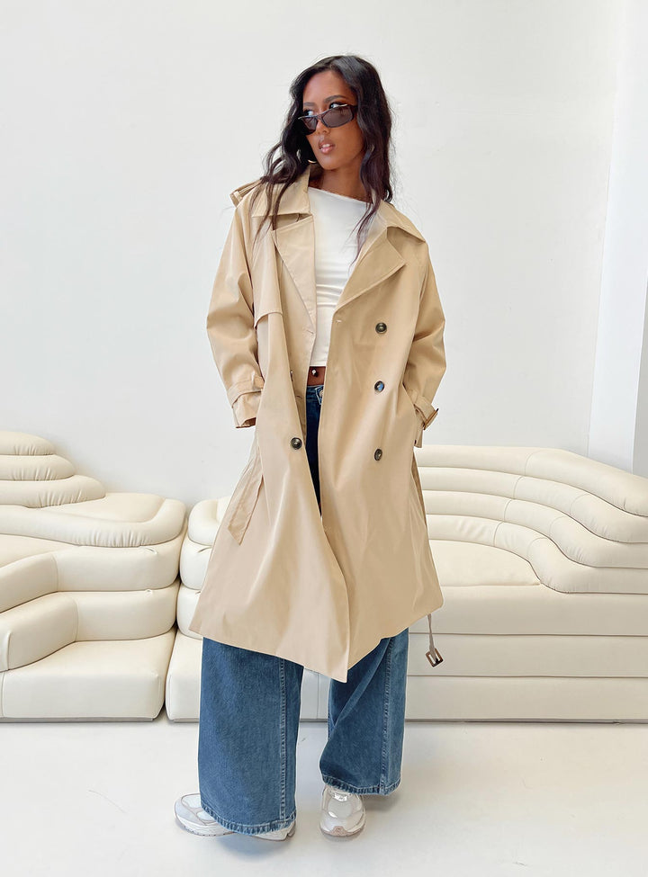 Rose | Women’s belted trench coat with lapel collar and tie waist