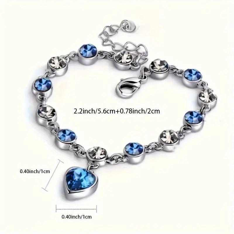 Heart | Women’s bracelet with ocean-blue stones and heart charm