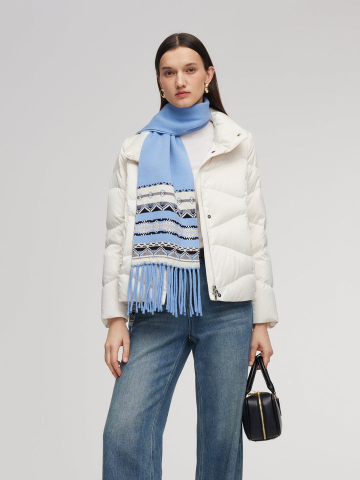 Delyn | Women’s Fair Isle patterned scarf with a soft textured fringe