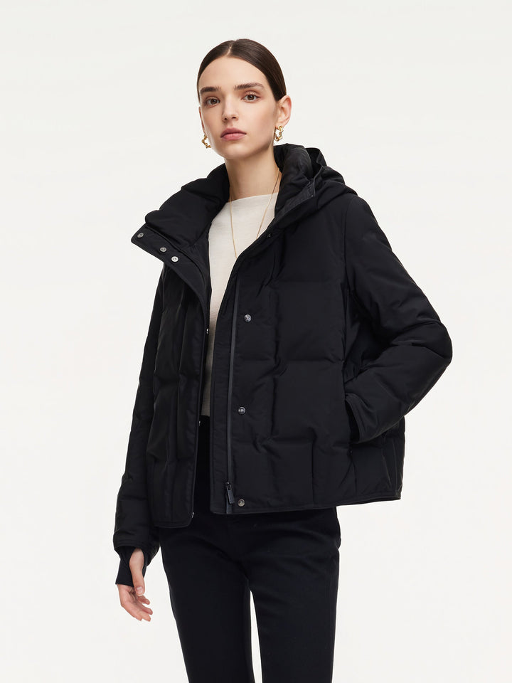 Kensie | Women’s cocoon hooded winter jacket with a structured weather-ready silhouette