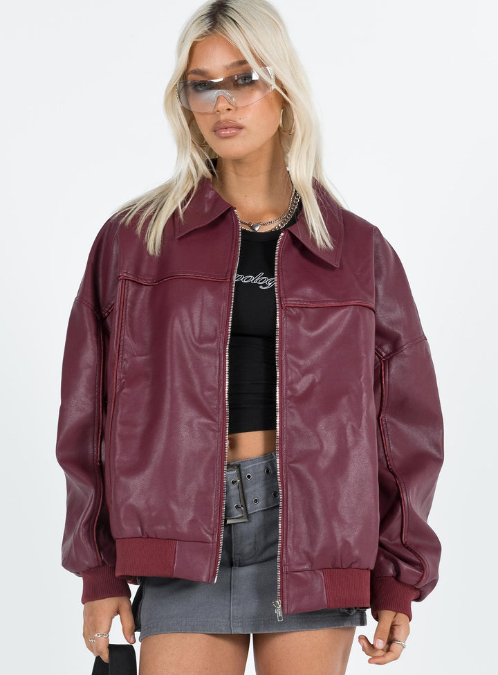 Lovee | Women’s oversized faux leather bomber jacket