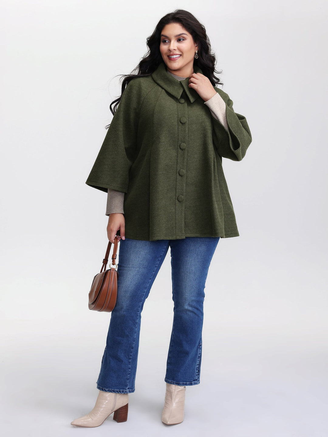 Prudence | Women’s flared sleeve A-line button coat