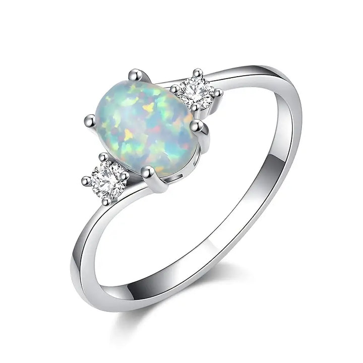 Felly | Women’s opal ring with crystal silver band