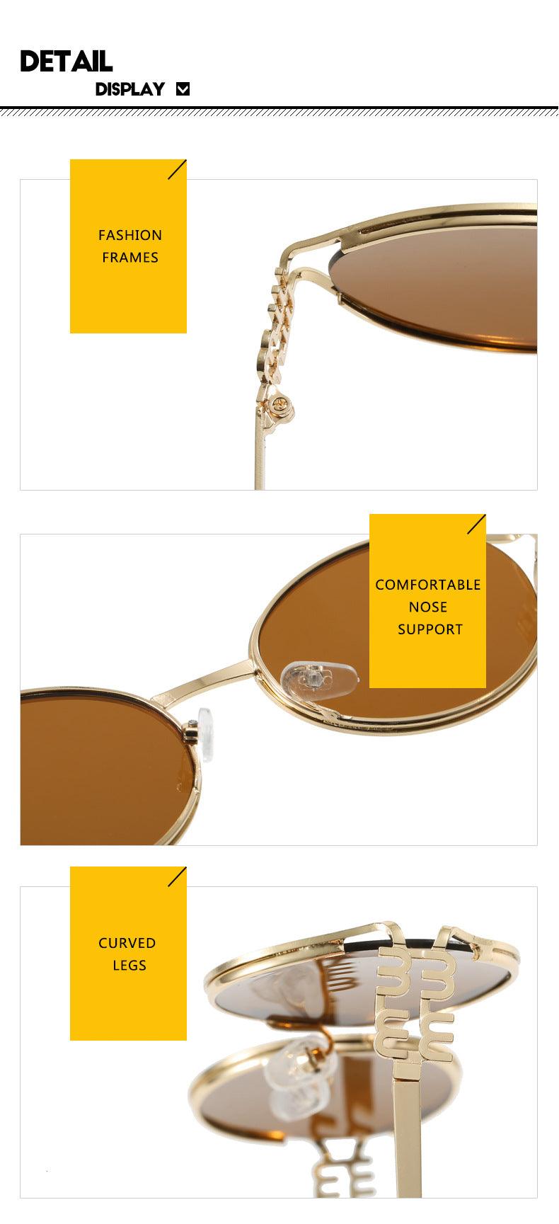 Sumer | Women's oval frame sunglasses with gold frame and brown/black lenses