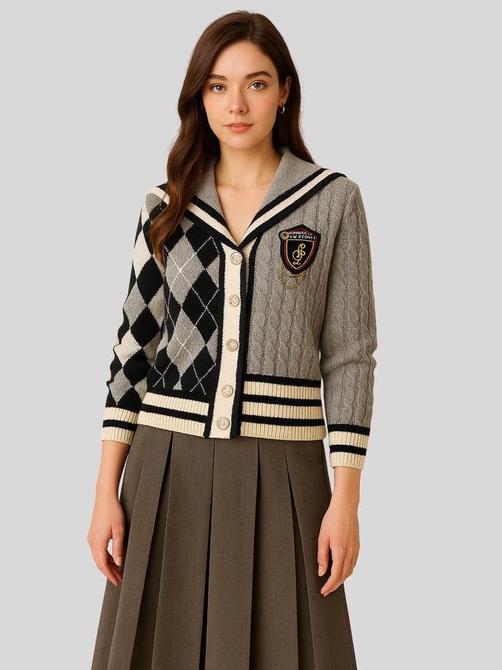 Rhian | Women's college style cardigan and skirt set