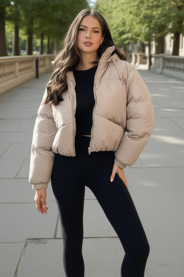 Aiza | Women’s short puffer jacket with drawstring hood