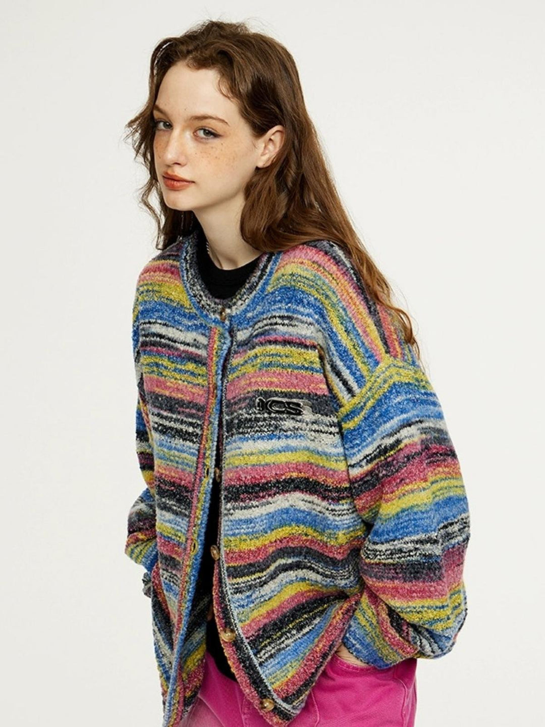 Ashley | Women's knitted colorful striped cardigan