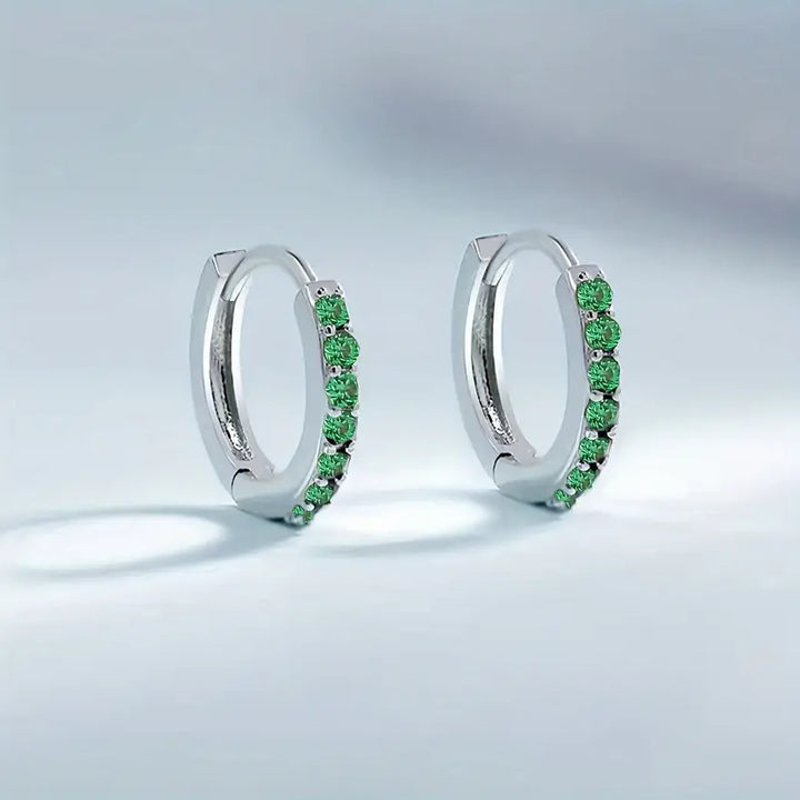 Bianca | Women’s hoop earrings with emerald accents and golden finish