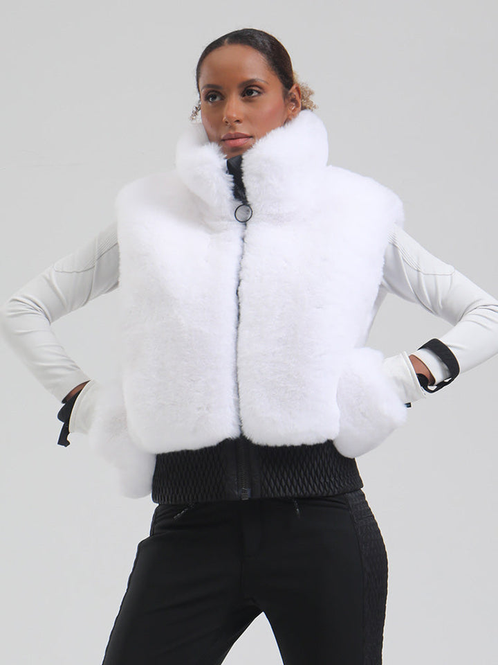 Darcie | Women’s fleece ski vest with high-pile texture and relaxed winter shaping