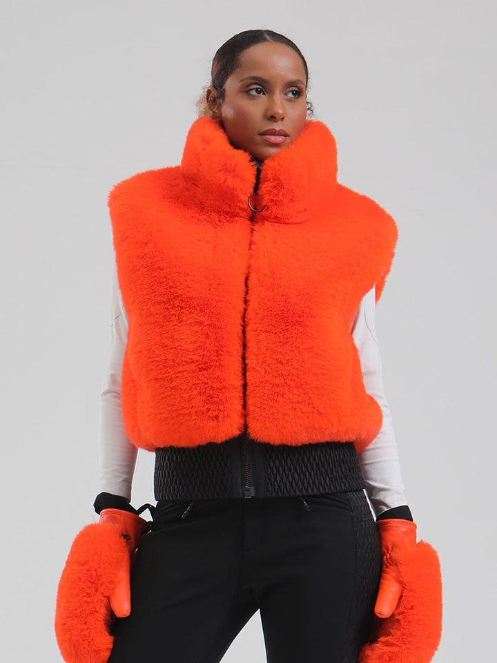 Darcie | Women’s fleece ski vest with high-pile texture and relaxed winter shaping