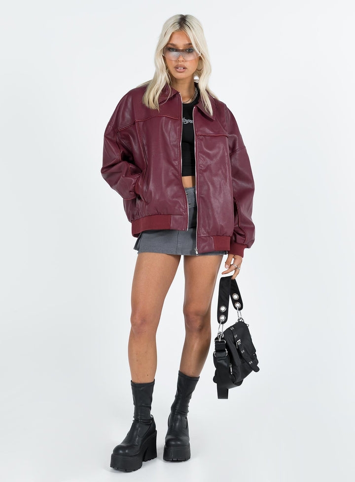 Lovee | Women’s oversized faux leather bomber jacket