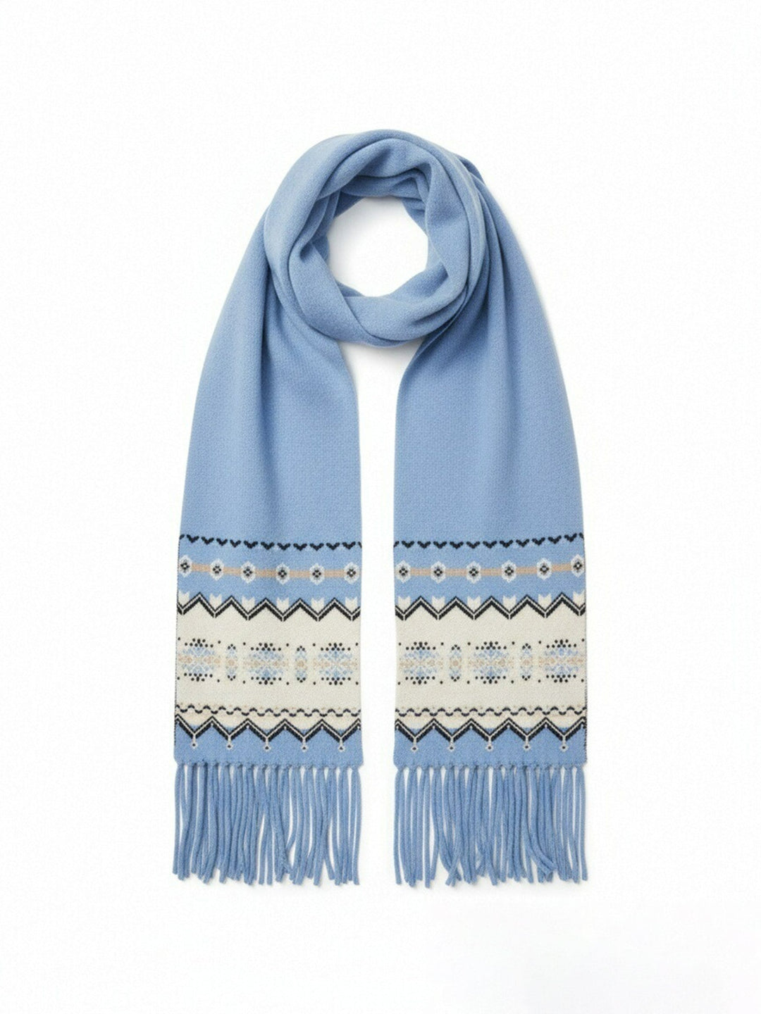Delyn | Women’s Fair Isle patterned scarf with a soft textured fringe