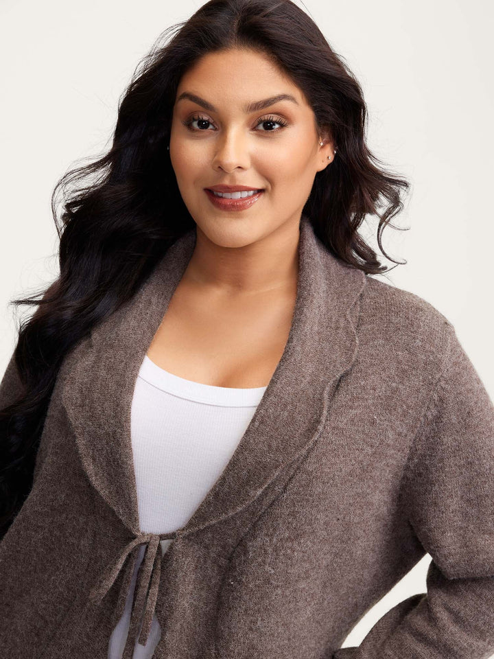 Elisa | Women’s wavy arc hem tie-front knit cardigan