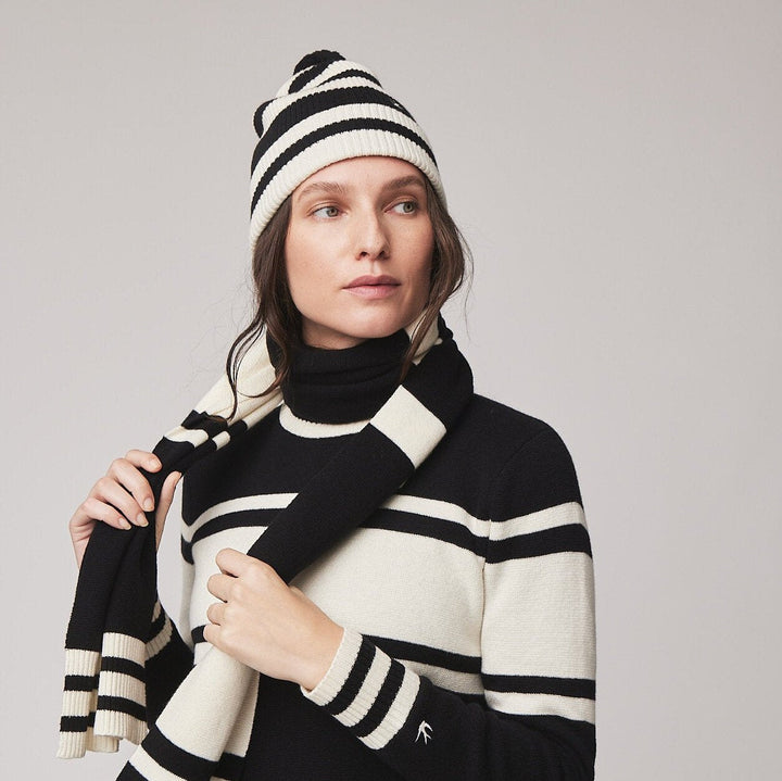 Mavlyn | Women’s striped knit beanie with a soft folded cuff