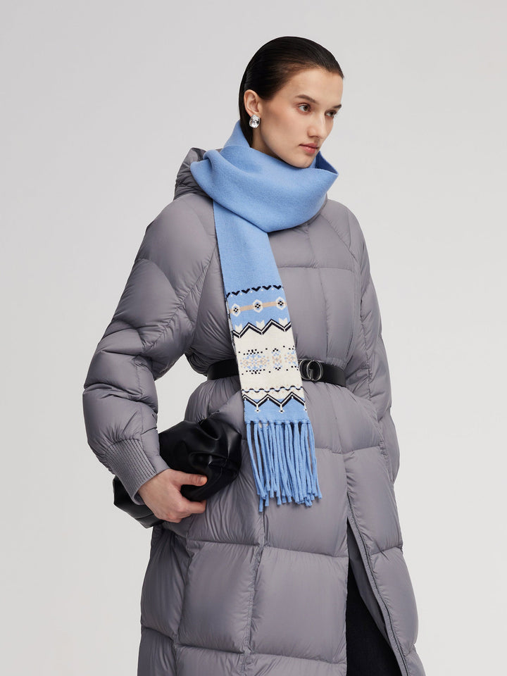 Delyn | Women’s Fair Isle patterned scarf with a soft textured fringe