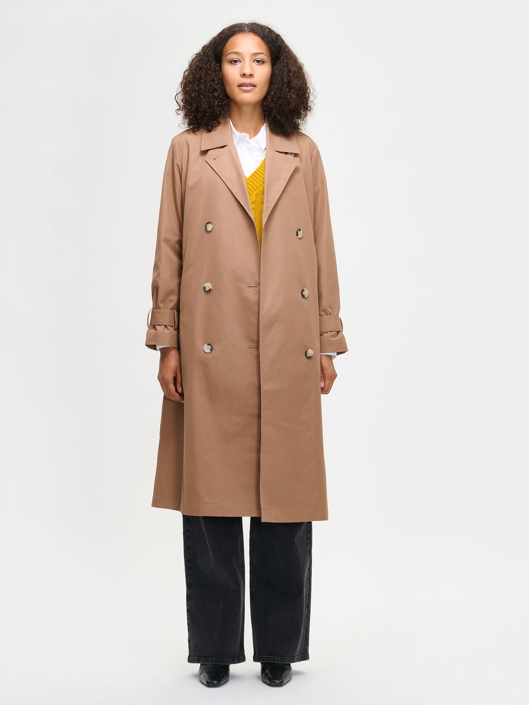 Arianna | Women’s classic belted trench coat with turn-down collar