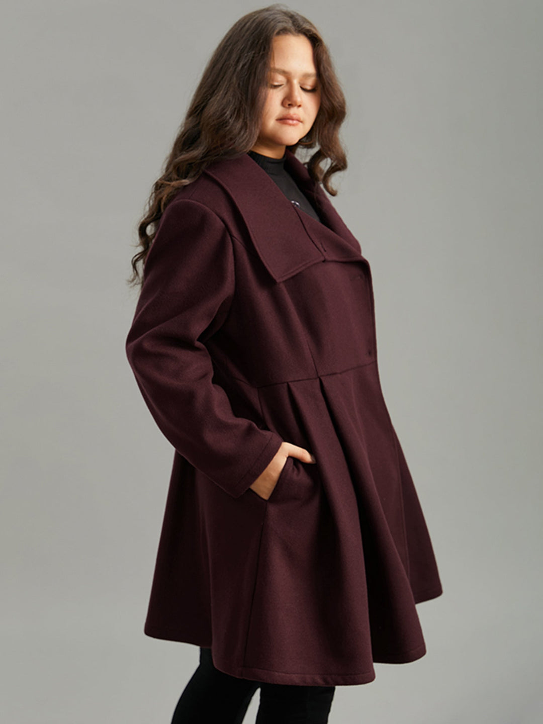 Waverly | Women’s plain button up pocket asymmetrical lapel collar coat