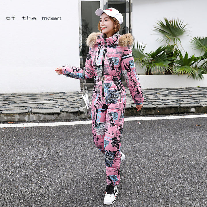 Armanda | Women’s insulated one-piece ski suit with faux fur collar