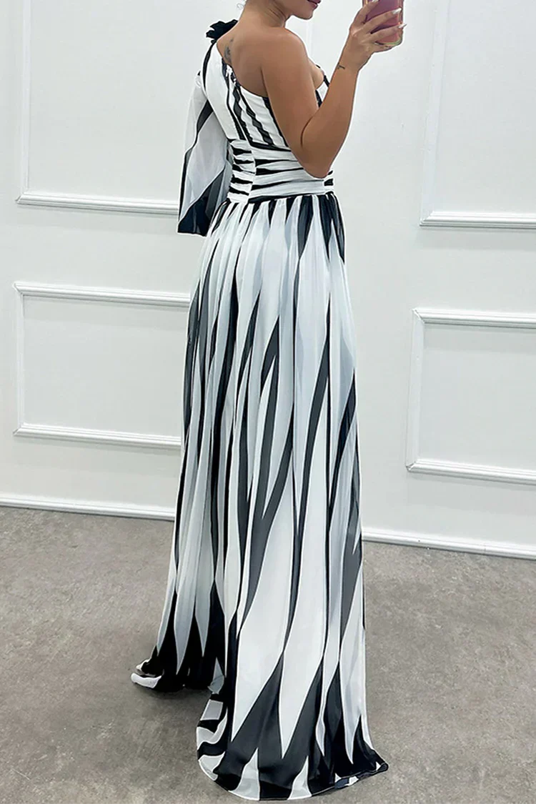 Glenda | Women’s asymmetrical maxi dress with striped design