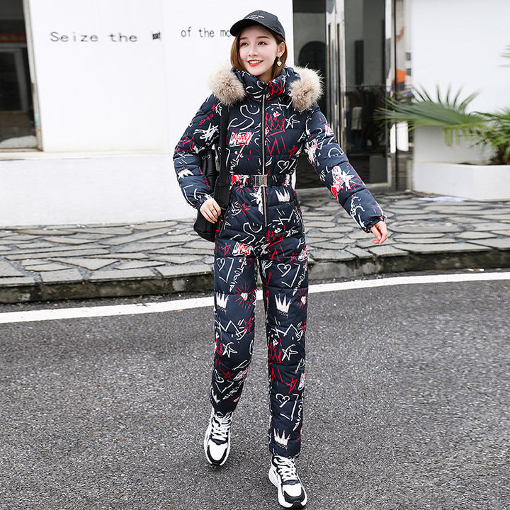 Armanda | Women’s insulated one-piece ski suit with faux fur collar