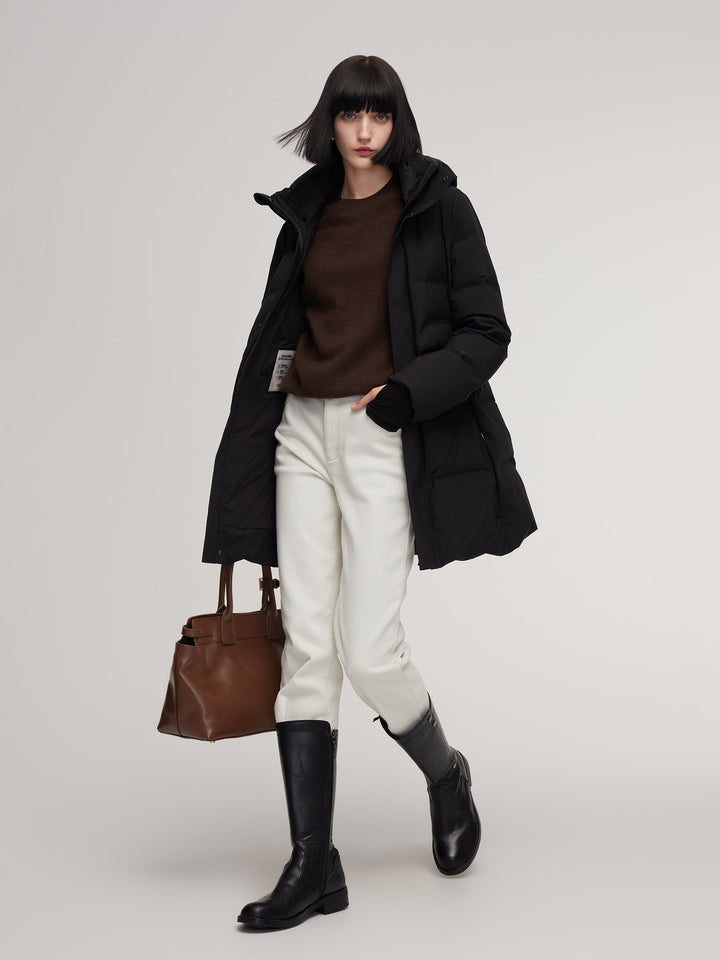 Arlae | Women’s long hooded winter jacket with a structured thermal silhouette