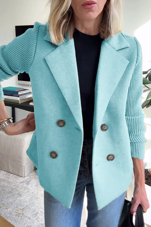 Indie | Women’s knit sleeve blazer with double-breasted and structured lapels