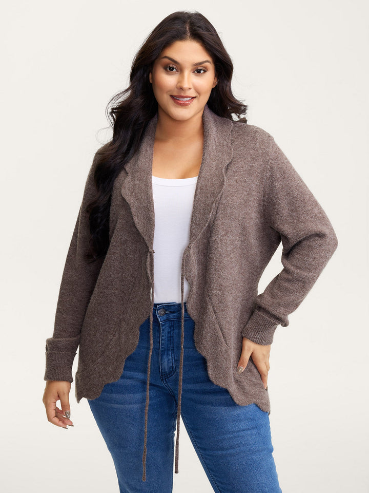 Elisa | Women’s wavy arc hem tie-front knit cardigan