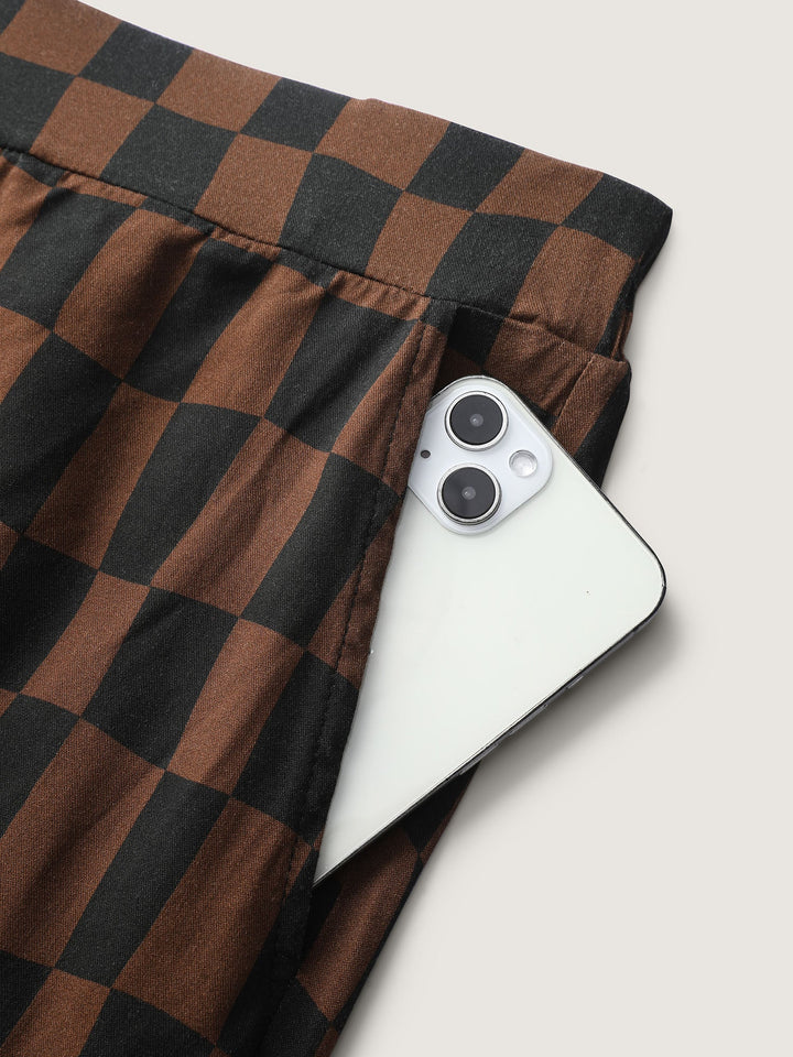 Macy | Women’s checkered print wide-leg trouser