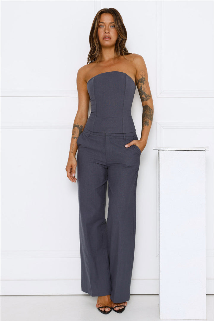Susana | Women’s wide-leg cotton pants with tailored finish and side pockets