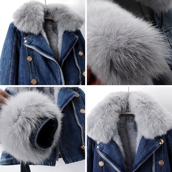 Elena | Women’s faux fur collared denim jacket