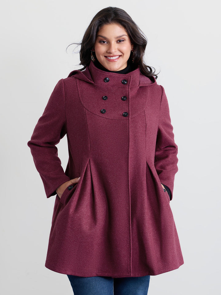 Tracey | Women’s hooded pleated pockets waist-defining coat