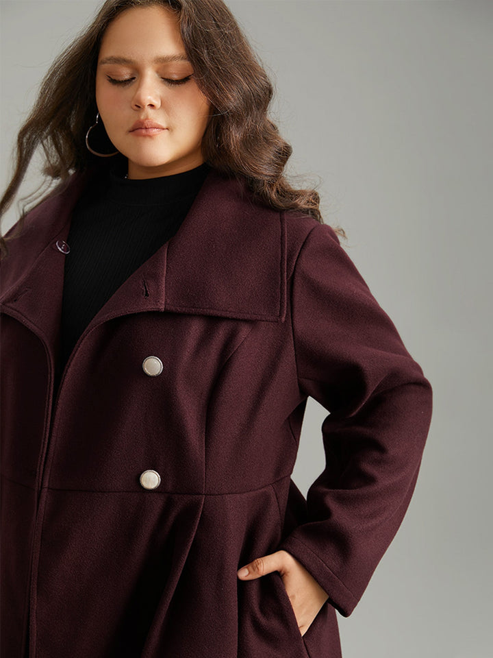 Waverly | Women’s plain button up pocket asymmetrical lapel collar coat