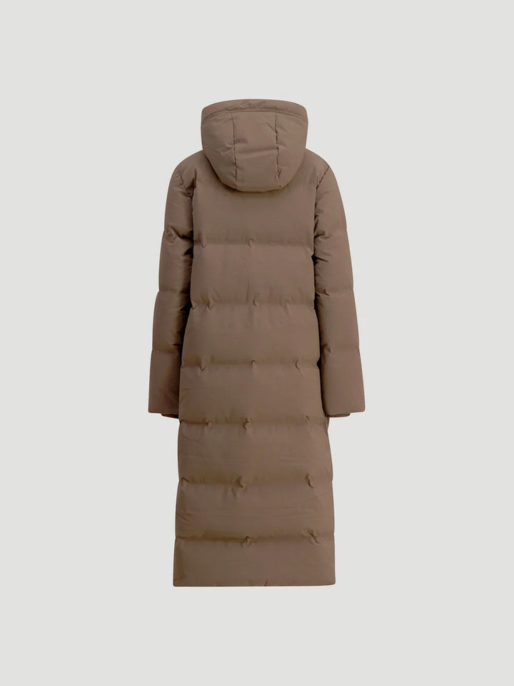 Dalynn | Women’s long hooded winter coat with a refined midi-length silhouette