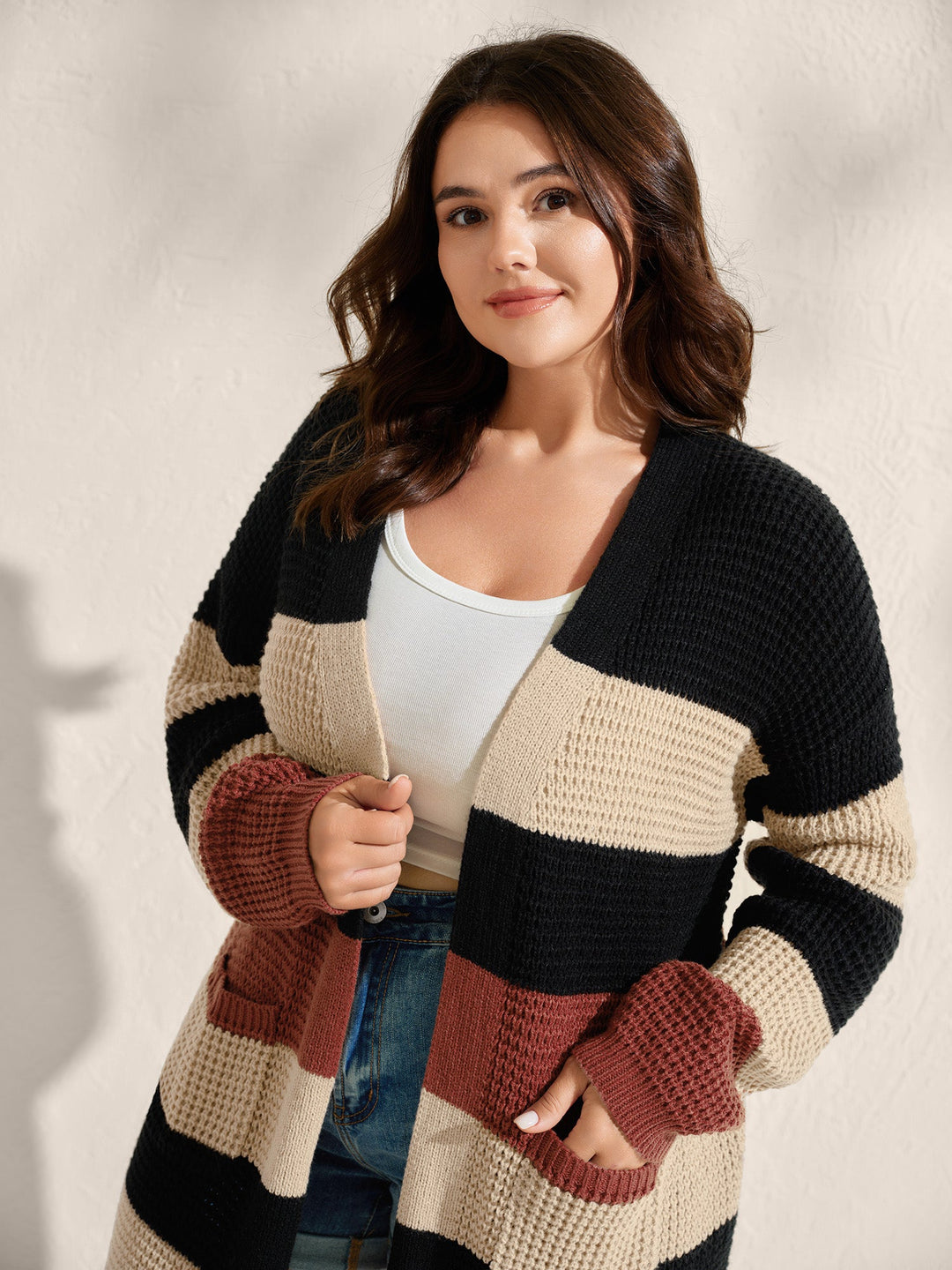 Brylee | Women’s open-front striped knit cardigan
