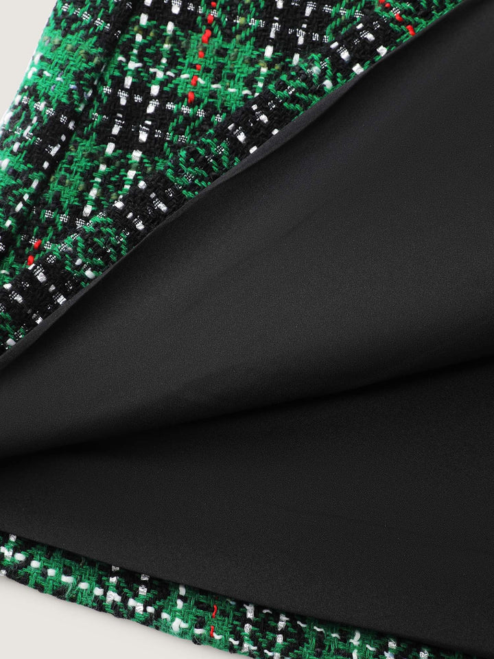 Quiana | Women’s tweed plaid double button jacket