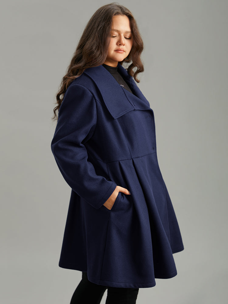Waverly | Women’s plain button up pocket asymmetrical lapel collar coat