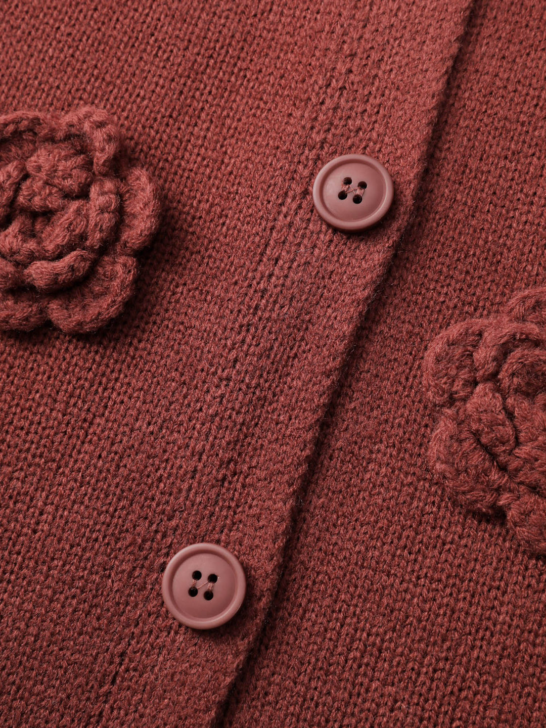 Tori | Women’s 3D floral applique button front knit cardigan