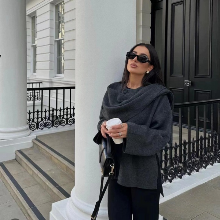 Nori | Women’s cape coat with asymmetrical cut and minimalist design