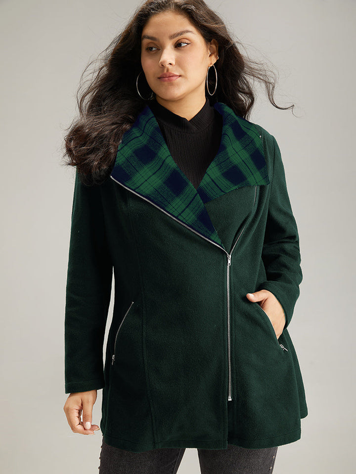 Virginia | Women’s plaid patchwork lapel collar zipper coat