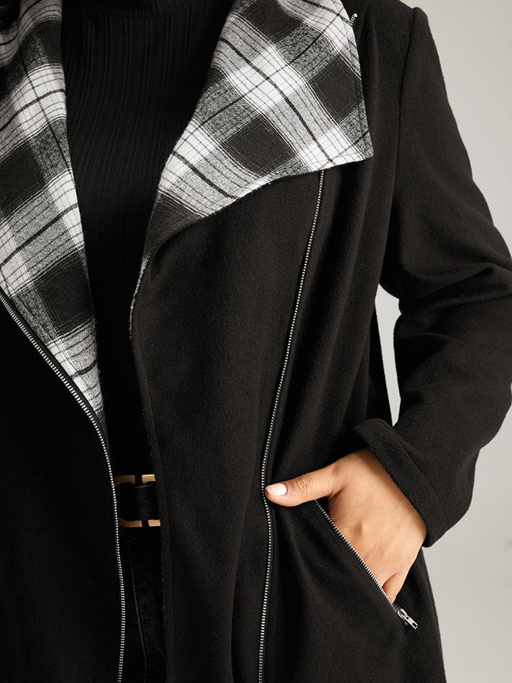 Virginia | Women’s plaid patchwork lapel collar zipper coat