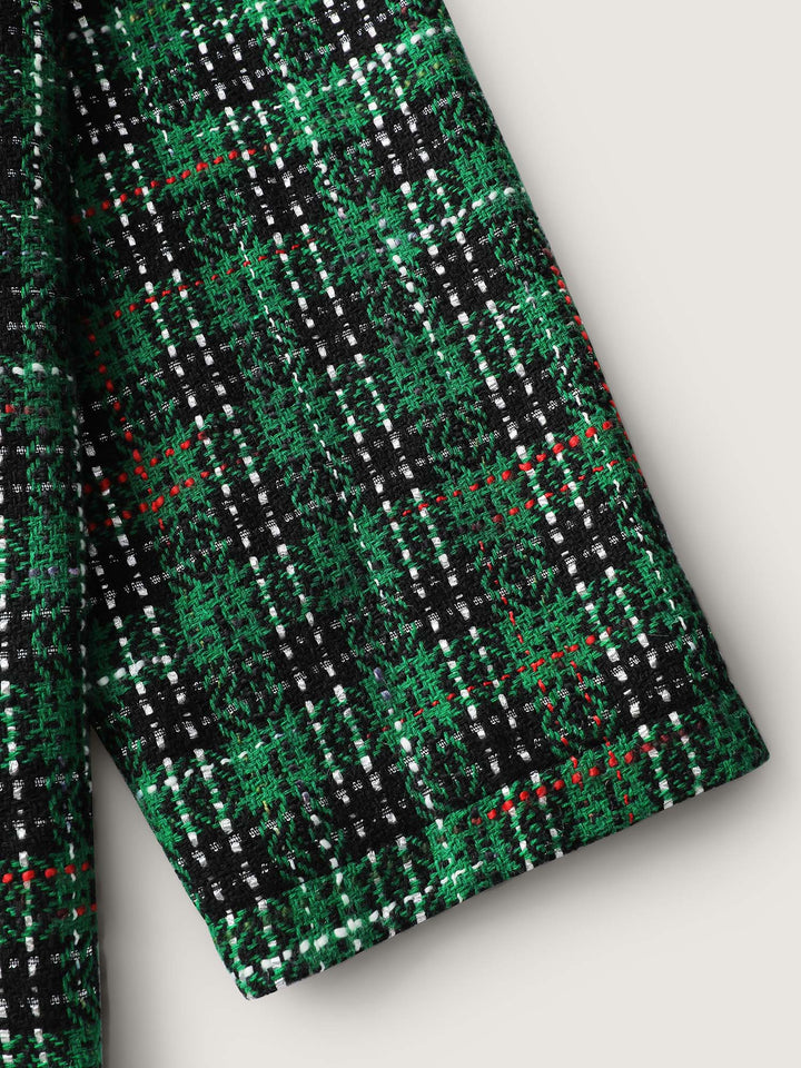 Quiana | Women’s tweed plaid double button jacket