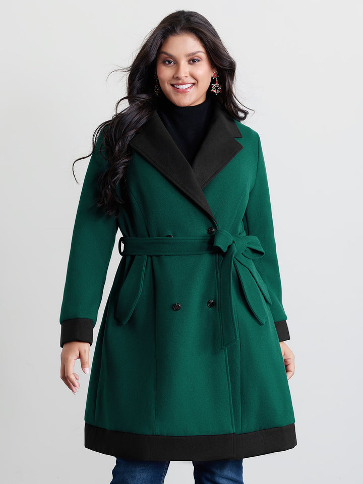 Mavey | Women’s color contrast belted lined coat