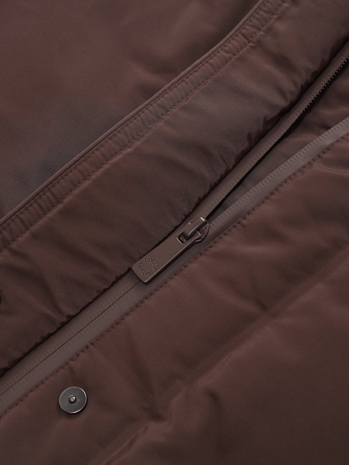 Ellyn | Women’s quilted hooded wrap overcoat with a structured winter silhouette