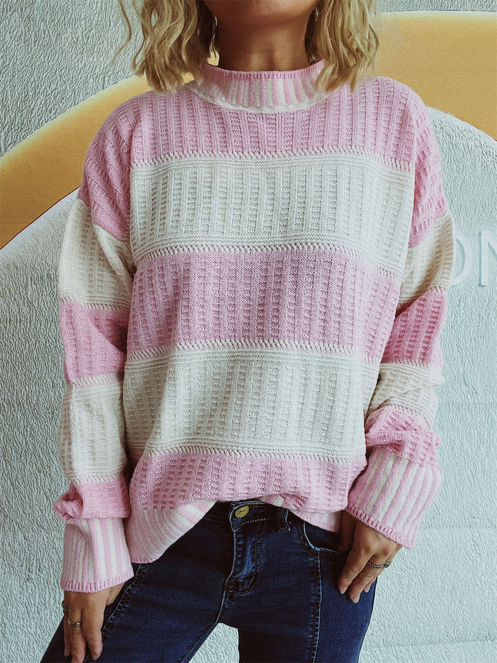 Effie | Women’s casual knitted sweater with round neckline and rib detail