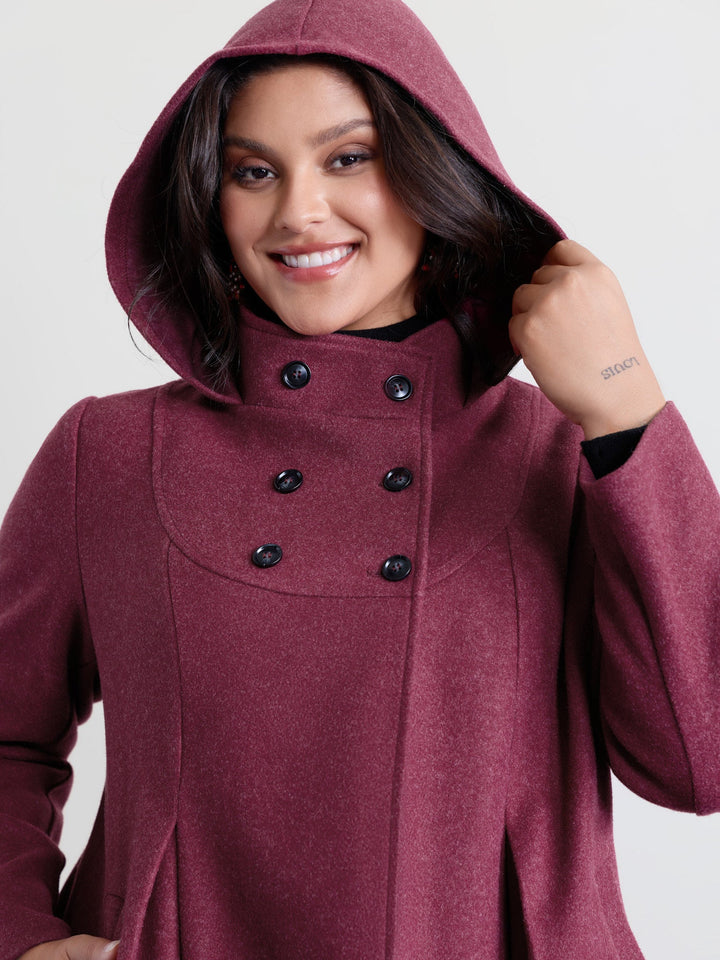 Tracey | Women’s hooded pleated pockets waist-defining coat