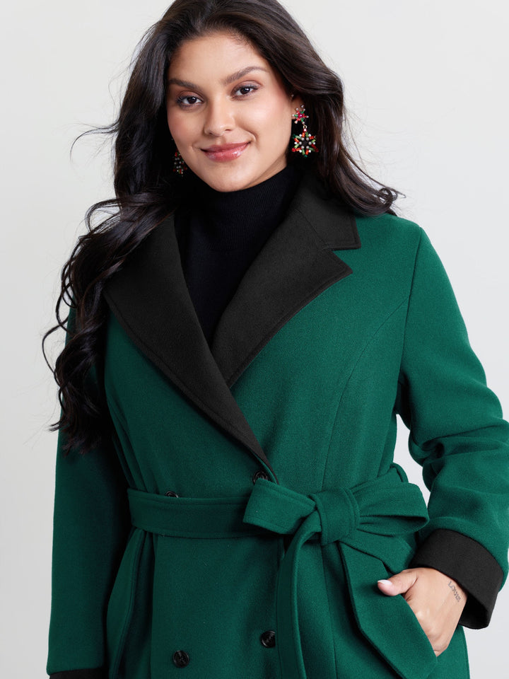 Mavey | Women’s color contrast belted lined coat