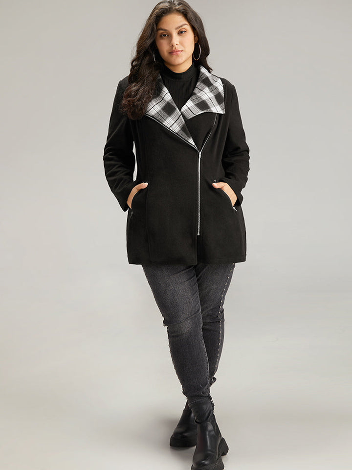 Virginia | Women’s plaid patchwork lapel collar zipper coat