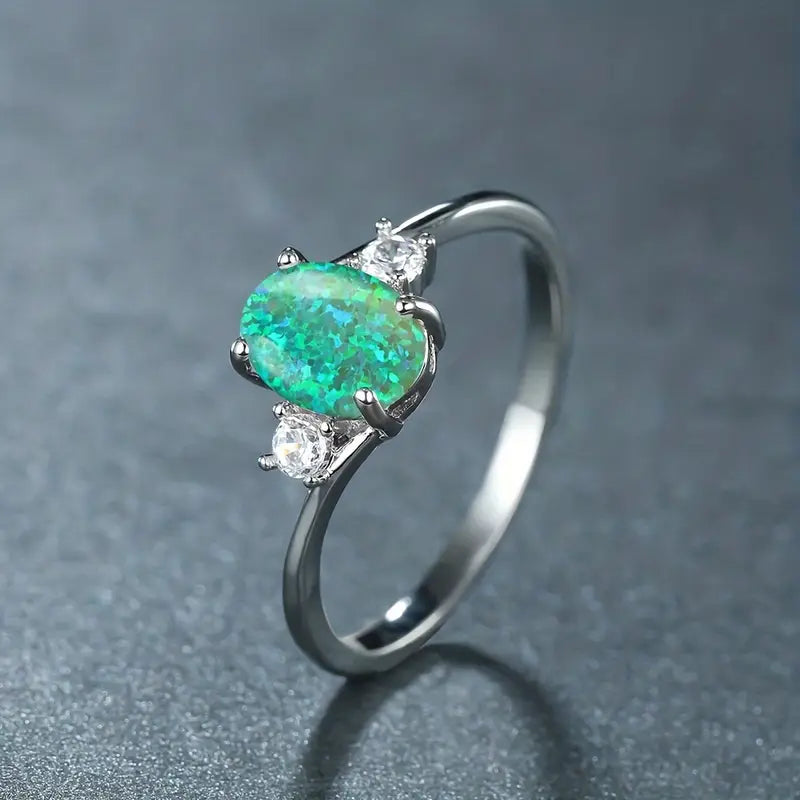 Felly | Women’s opal ring with crystal silver band