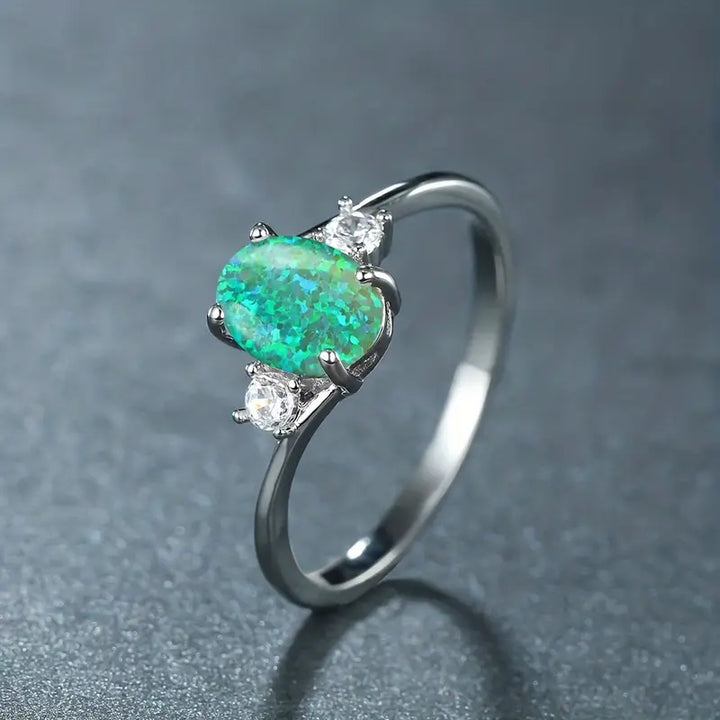 Felly | Women’s opal ring with crystal silver band