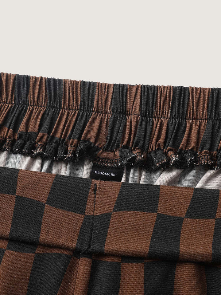 Macy | Women’s checkered print wide-leg trouser